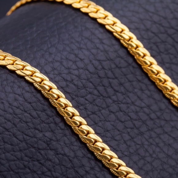 18K Gold Plated Mens Chain - Picture 2 of 3